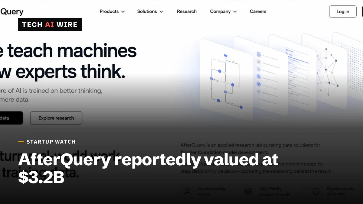 AfterQuery's website homepage, describing how it trains AI on expert professional reasoning.