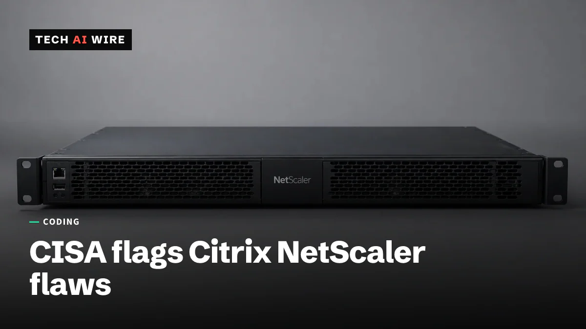 A black rack-mount network appliance with the NetScaler wordmark on its front bezel, on a plain gray backdrop.