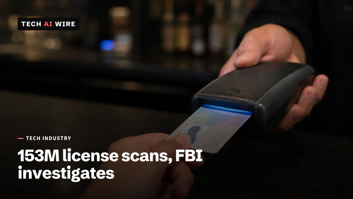 A hand offering an ID card toward a handheld scanner glowing with blue light in a dim checkout setting.