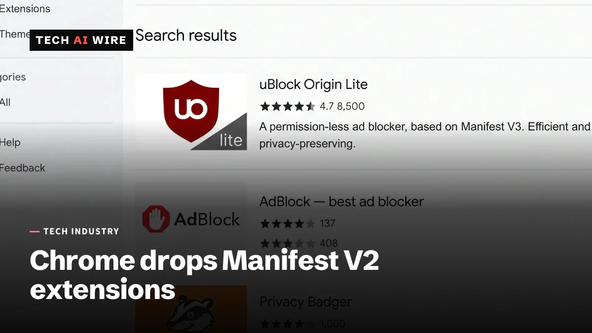 Chrome Web Store search results for uBlock Origin, with only the Lite version listed among the ad blockers.