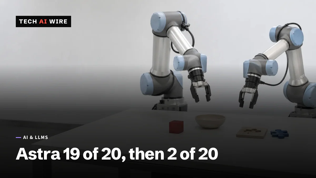 Two robot arms with parallel-jaw grippers above a white table holding a red block, a bowl, a blue puzzle piece and a matching groove.