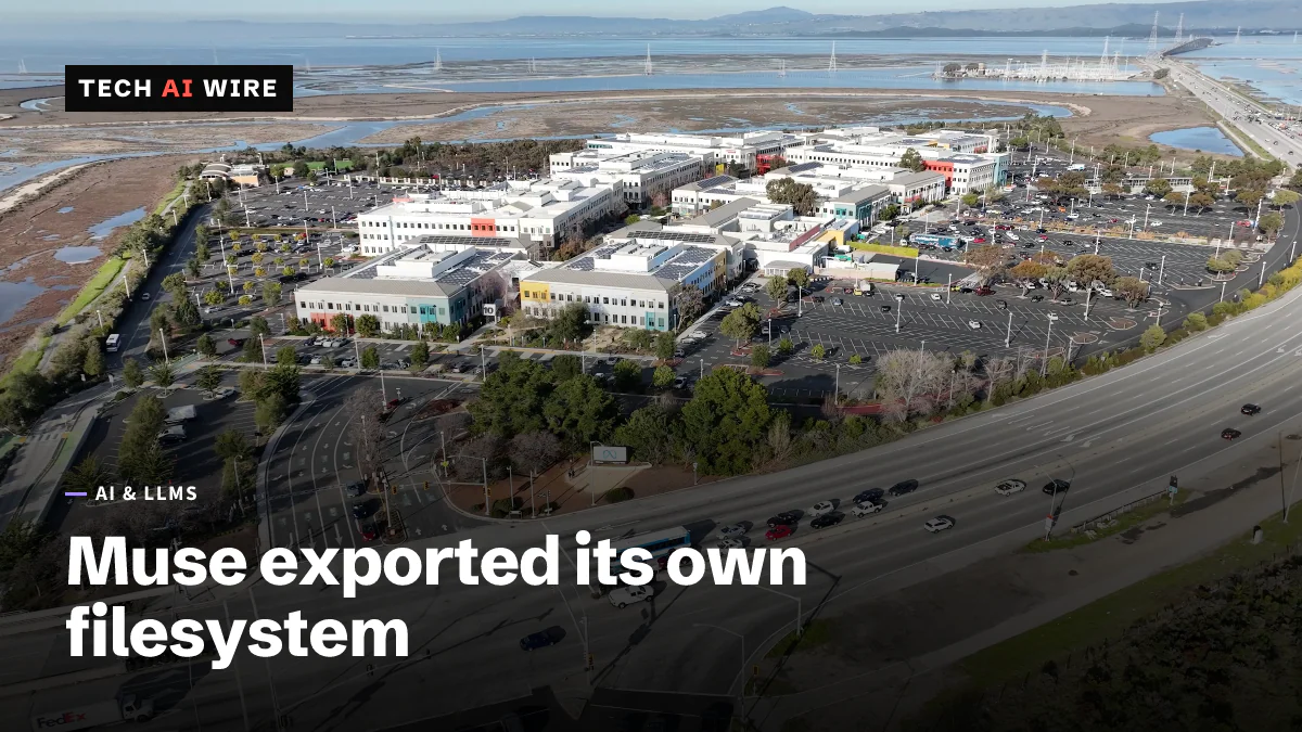 An aerial view of Meta's Menlo Park headquarters campus, its parking lots and the adjacent freeway beside San Francisco Bay.