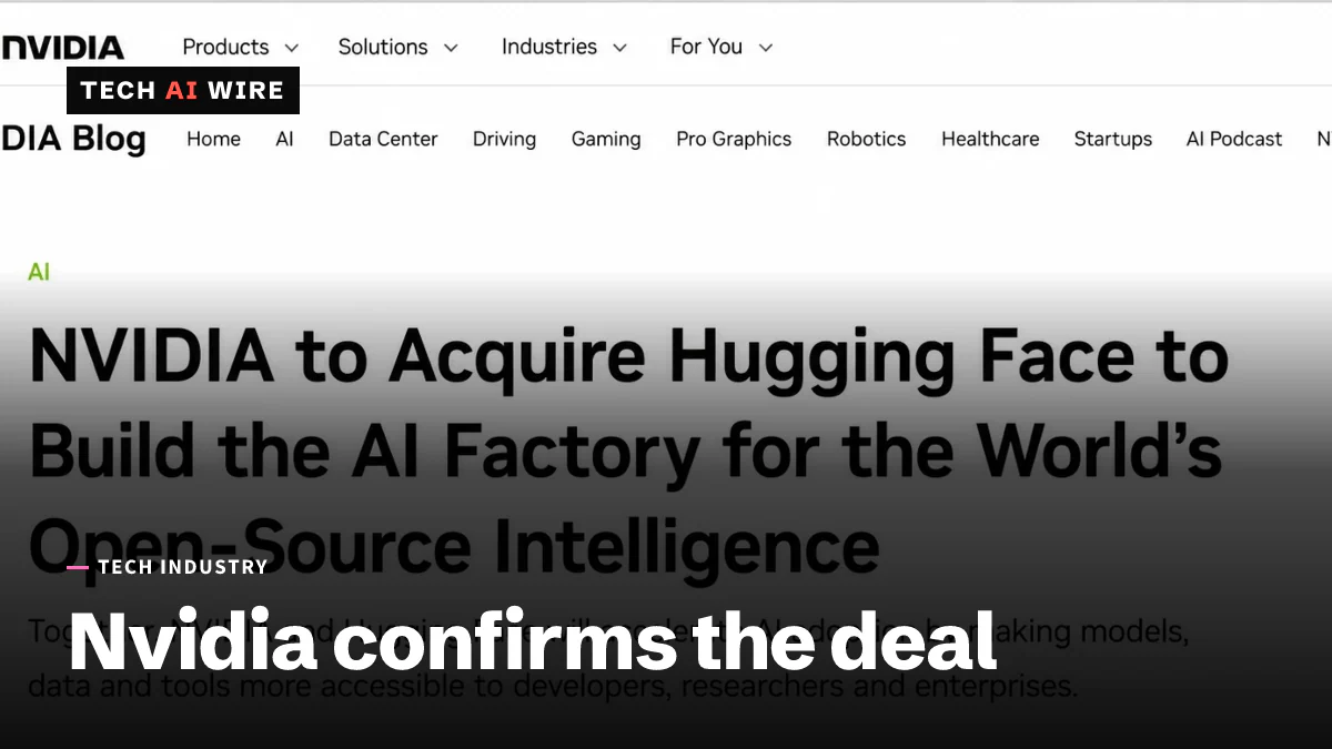 Nvidia's own blog post confirming its acquisition of Hugging Face, written by CEO Jensen Huang.