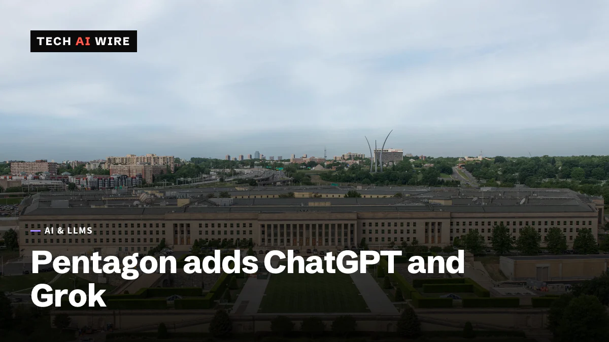 The Pentagon photographed from above, with the Air Force Memorial on the skyline behind it.