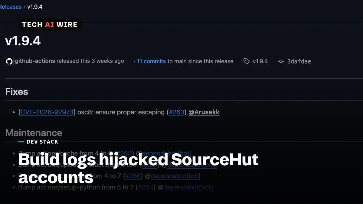The GitHub release page for ansi2html v1.9.4, listing the CVE-2026-92973 fix "osc8: ensure proper escaping" under Fixes.