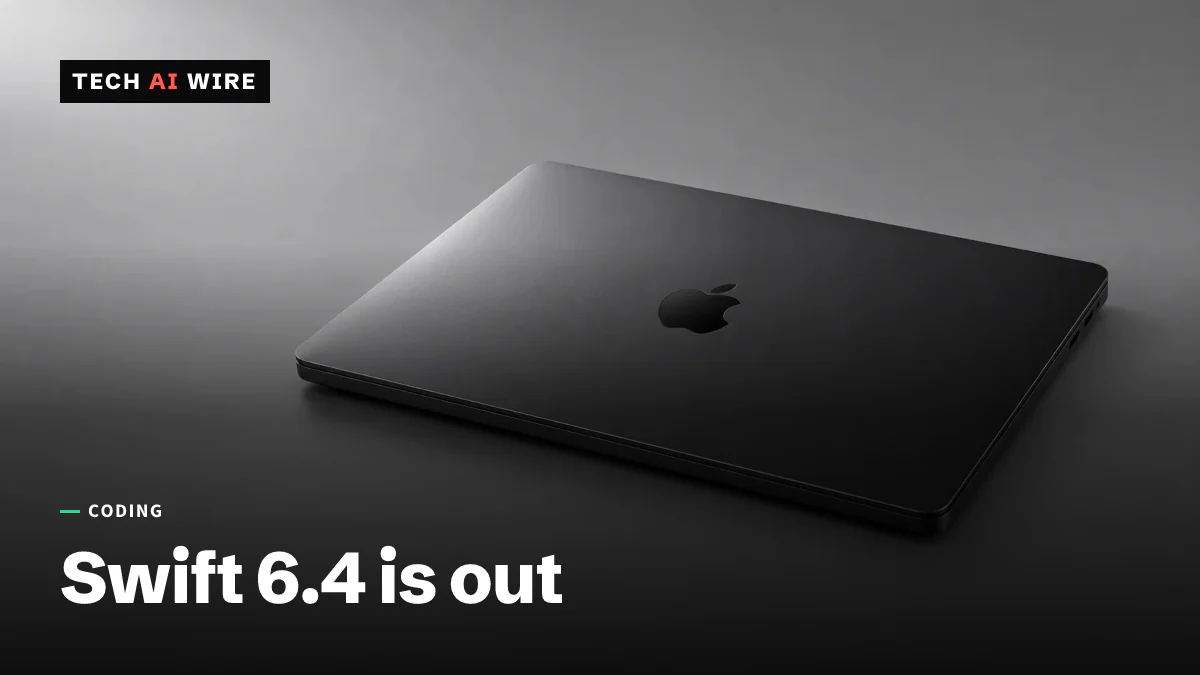 A closed space-black MacBook Pro on a gray studio backdrop, the Apple logo on its lid.