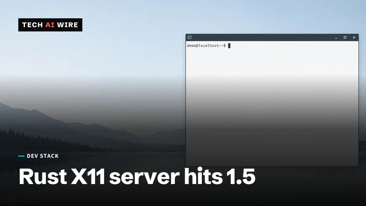 A Linux desktop session with a mountain-lake wallpaper, running a single terminal window at a plain shell prompt.