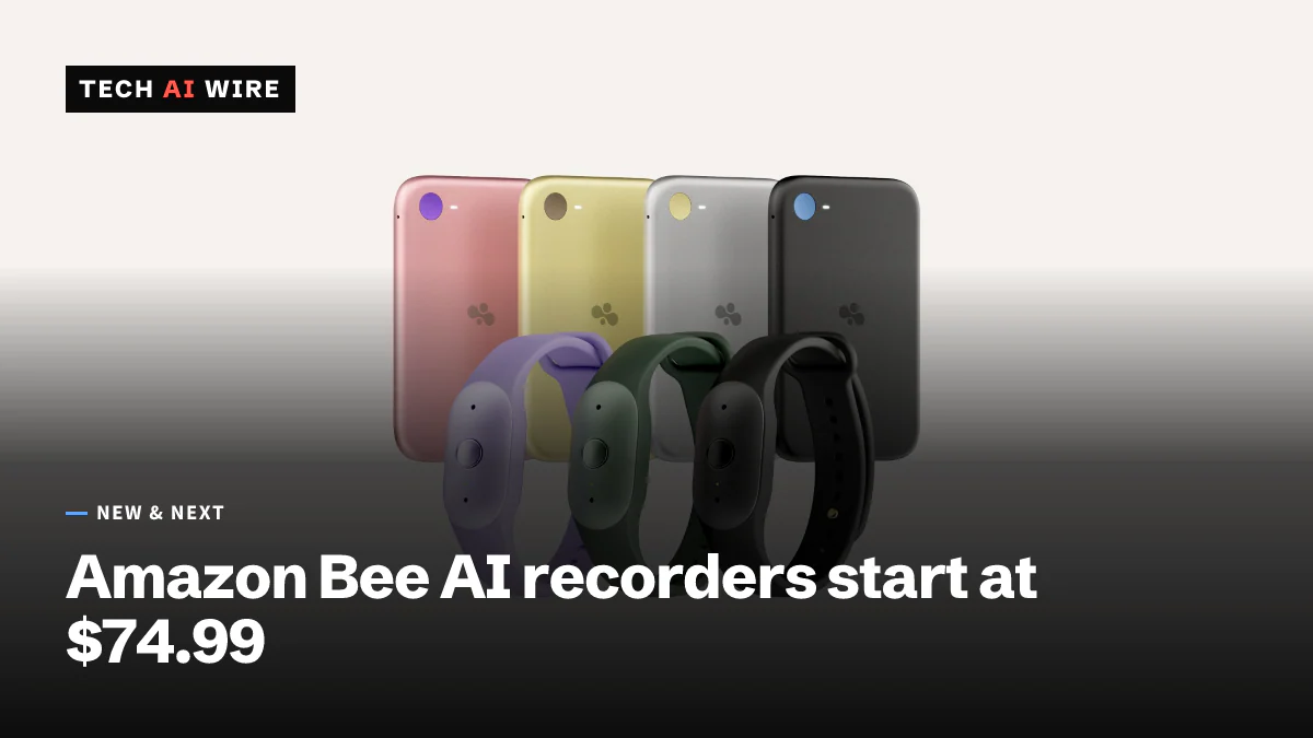 Imagem de divulgação da Amazon: quatro cartões Bee Eclipse em rosa, amarelo, prata e preto atrás de três pulseiras Bee Frontier em lavanda, verde e preto.