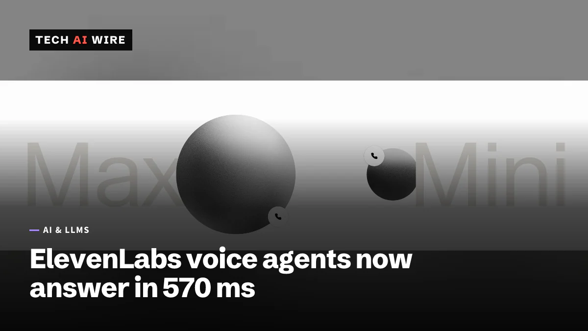 The Eleven Realtime page on elevenlabs.io: a large gray sphere beside the word Max and a smaller one beside Mini, each with a phone icon.