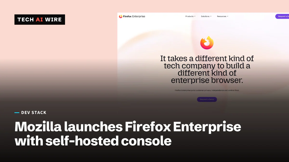 La página del producto Firefox Enterprise, con el logotipo de Firefox sobre la frase: «It takes a different kind of tech company to build a different kind of enterprise browser.»