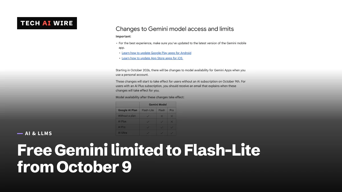Screenshot of Google's Gemini Apps Help page Changes to Gemini model access and limits, with a table of models by plan.