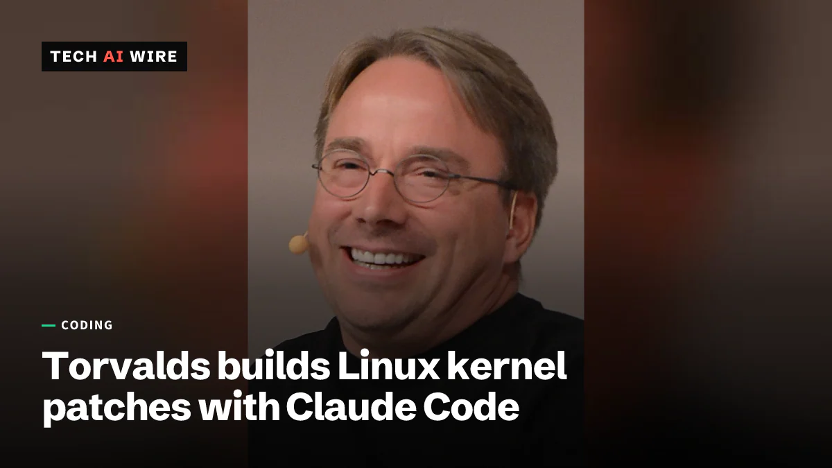 Linus Torvalds, smiling, in glasses and a headset microphone, speaking at LinuxCon Europe 2014 in Düsseldorf.