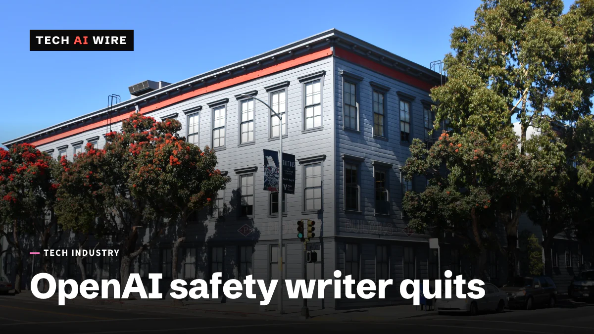 The Pioneer Building in San Francisco's Mission District, a gray three-story building with red trim that houses OpenAI's offices, photographed in 2019.