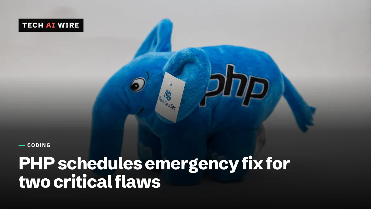A blue plush elePHPant, the PHP mascot, with the php logo stitched on its side and a maker's tag on its ear.