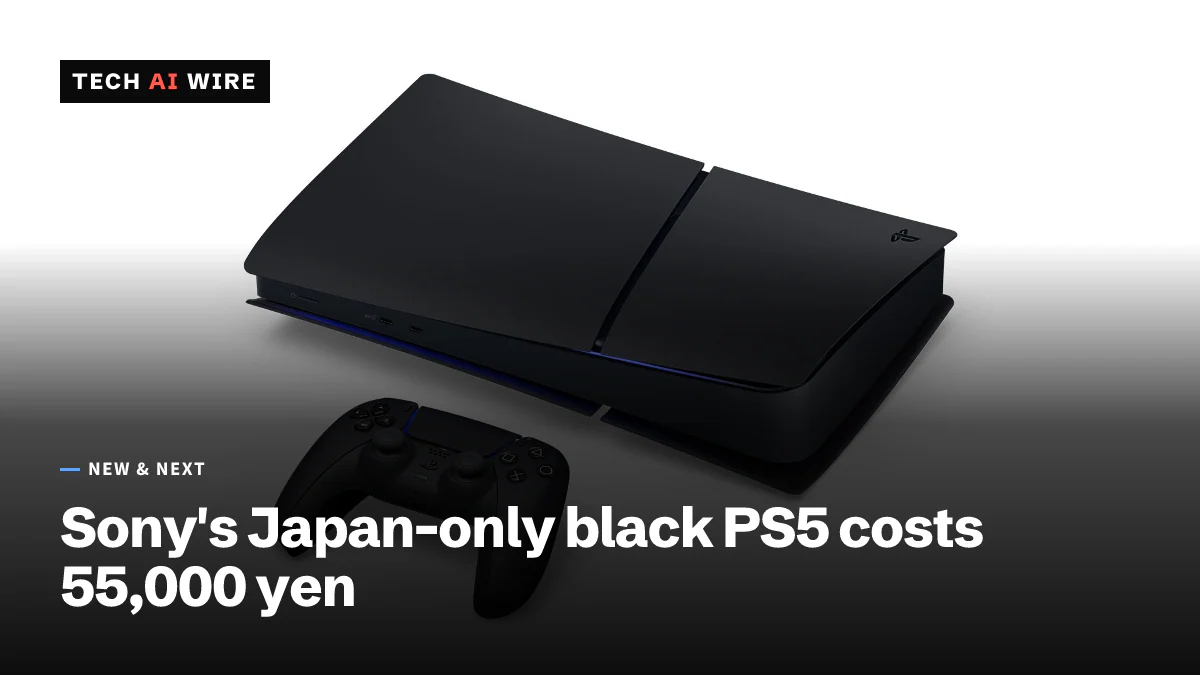 A PS5 Digital Edition in matte Midnight Black lying flat beside a black DualSense controller, on a white background.