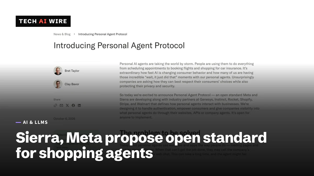 Screenshot of Sierra's blog post Introducing Personal Agent Protocol, dated October 6, 2026, with the bylines of Bret Taylor and Clay Bavor.