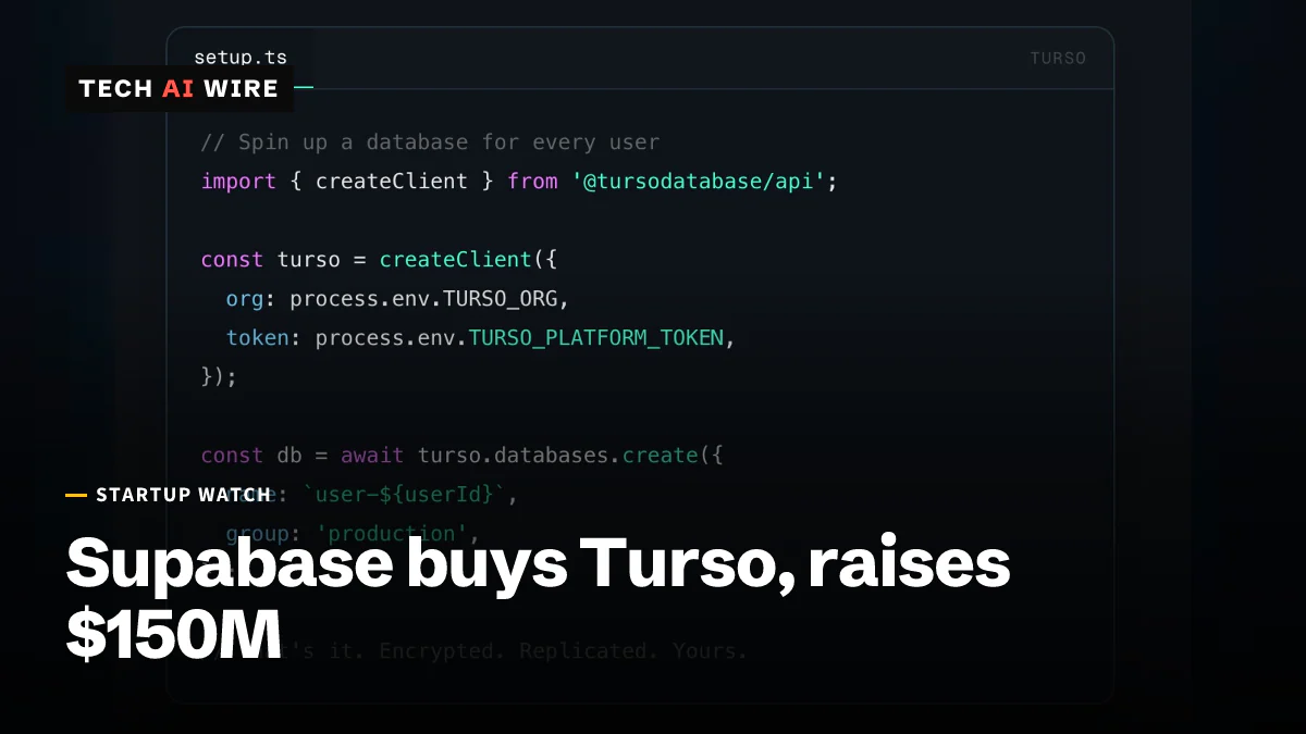 Screenshot of a code sample on Turso's homepage that creates a separate Turso database for each user with the turso.databases.create call.