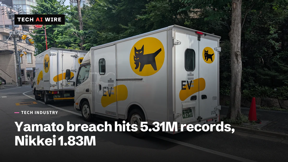 Two white Yamato Transport electric delivery trucks with the yellow black-cat Kuroneko logo, parked on a tree-lined street.