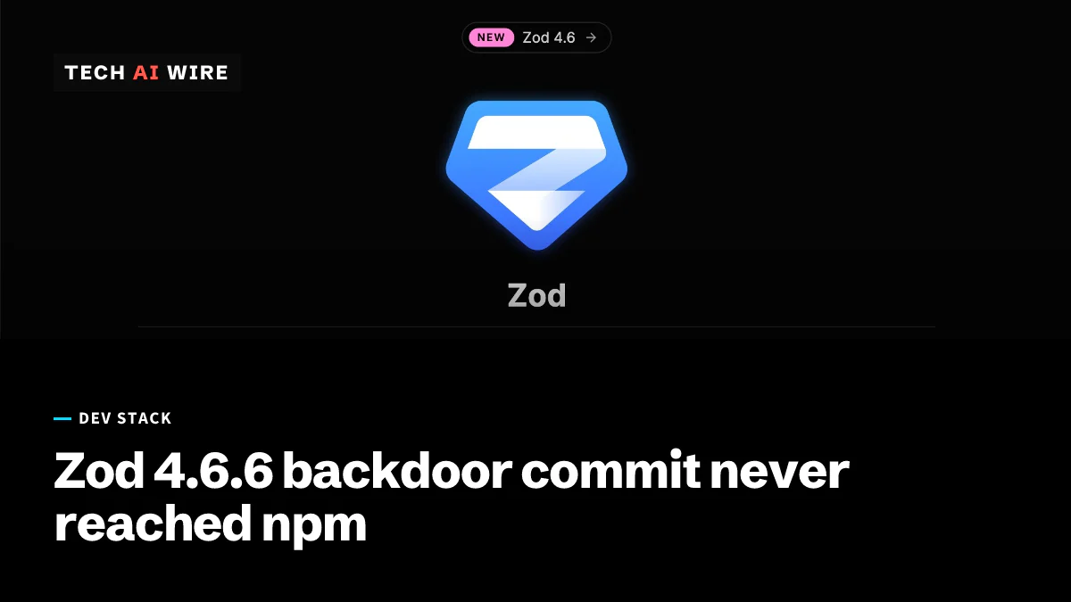 The Zod documentation home page on a black background, with the blue Zod logo, the name Zod and a New Zod 4.6 badge.
